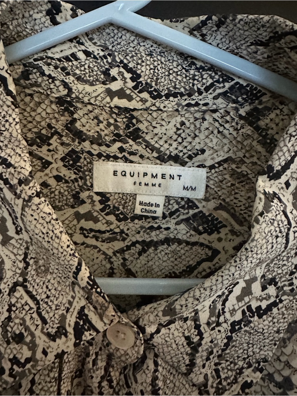 Equipment Snake-Print Silk Shirt in Beige and Black - Picture 2 of 3